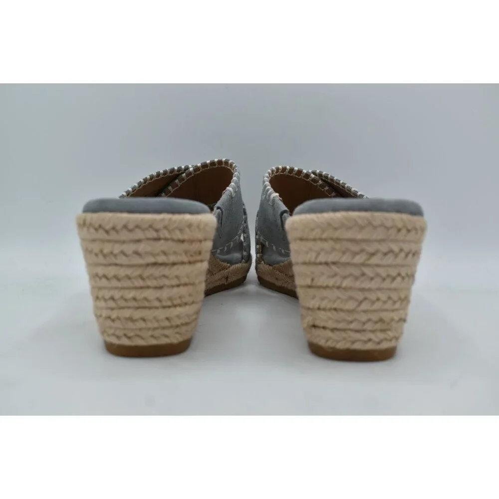 Sofft Women Size 8.5 Indie Blue Chambray Espadrille Wedge Open Toe Sandals Shoes